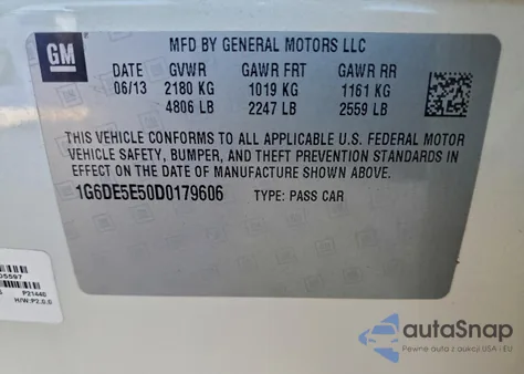 2013 Cadillac Cts Luxury Collection z USA, uszkodzony, nr VIN 1G6DE5E50D0179606